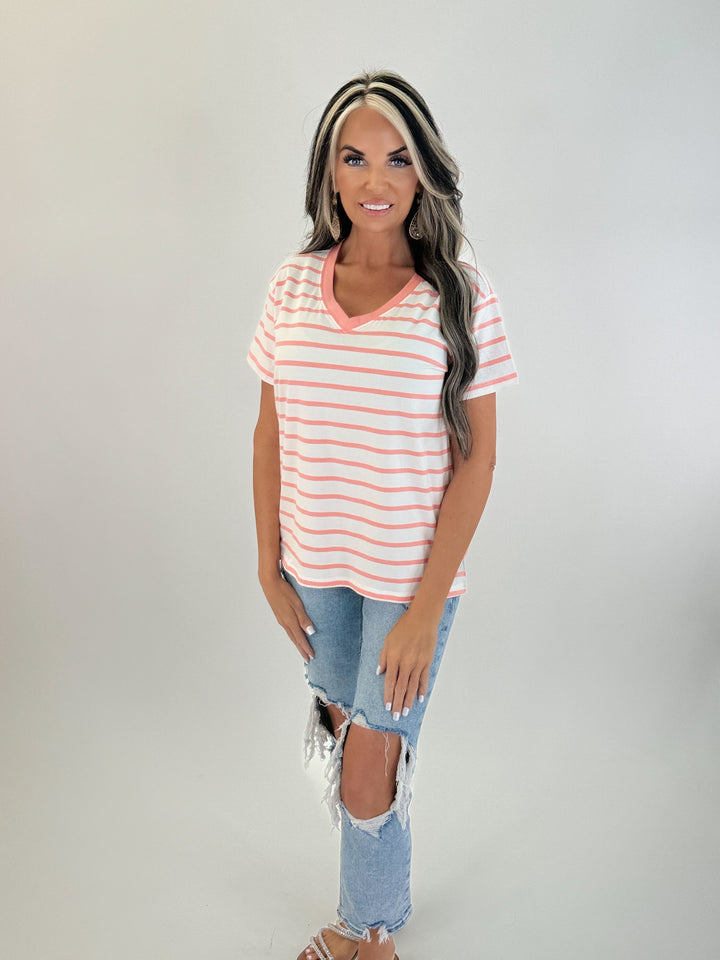 Classic Stripe V-Neck Tee Collection