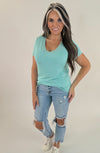 Sunset Aqua  V-Neck Top