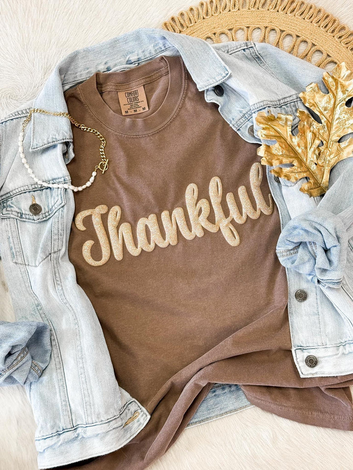 Thankful glitter puff Graphic tee