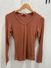 Rust Ribbed Basic Top