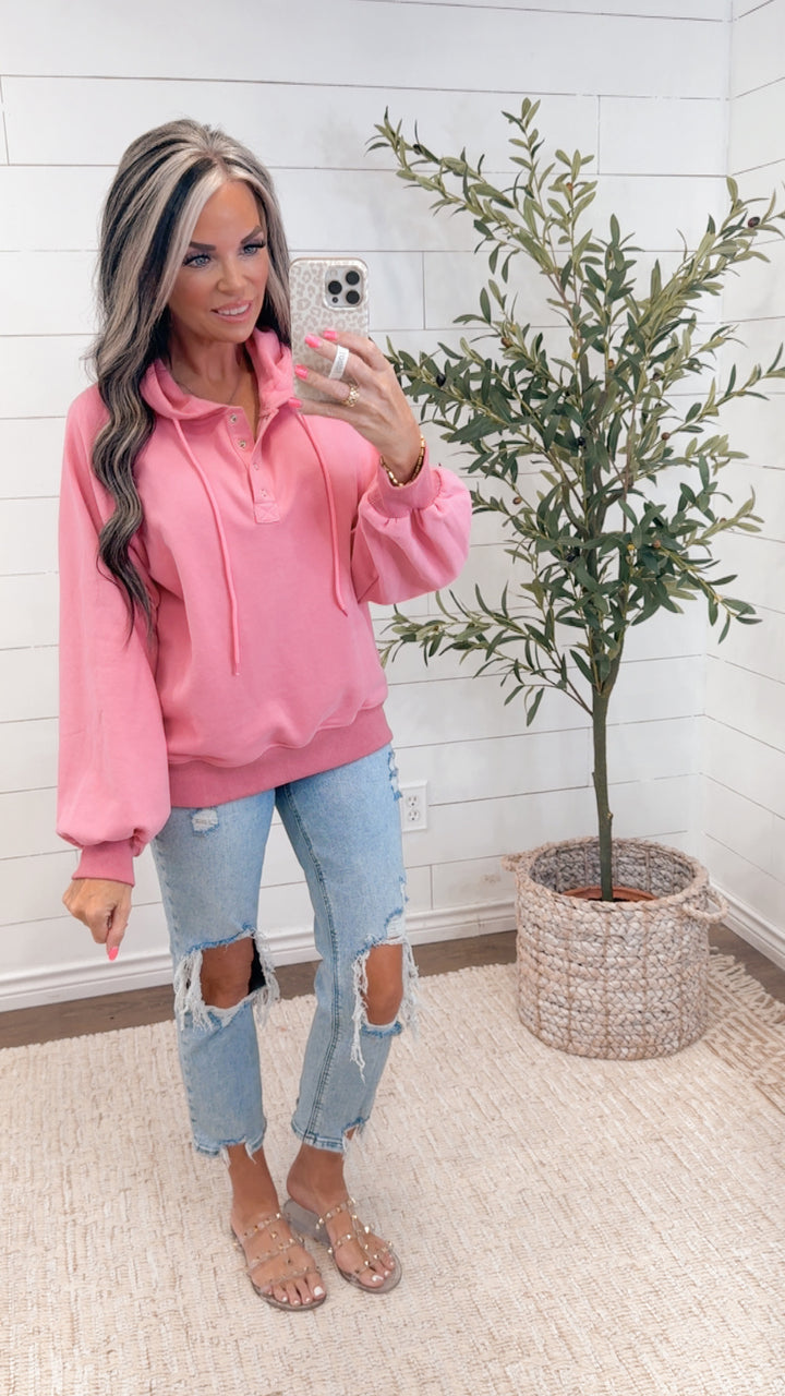 Pretty in Pink Henley Hoodie