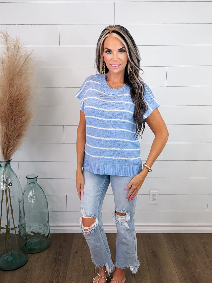 Weekend Latte Striped Sweater Top 2 colors