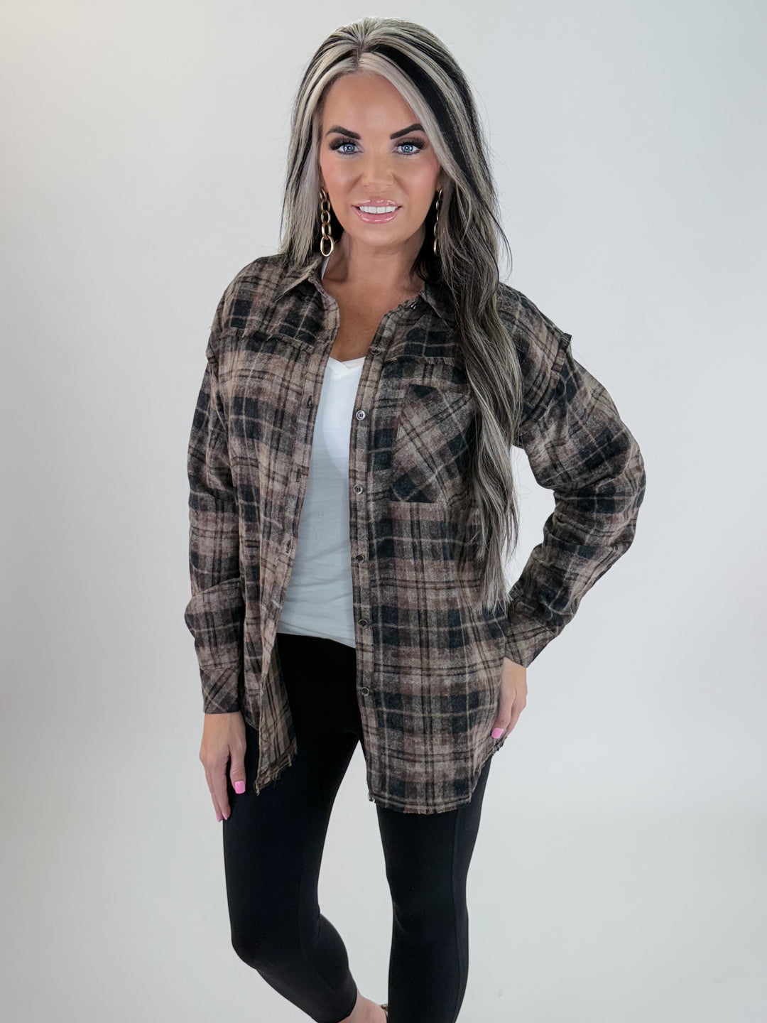 Backroads Plaid Button Down – Brown/Black