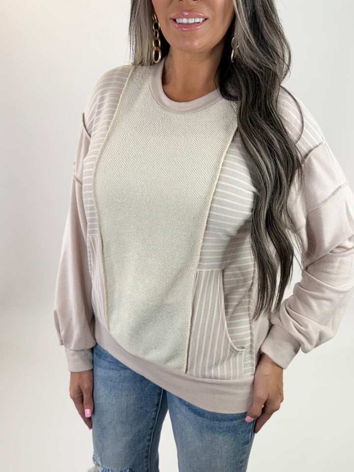 Blissful Beige Textured Pullover