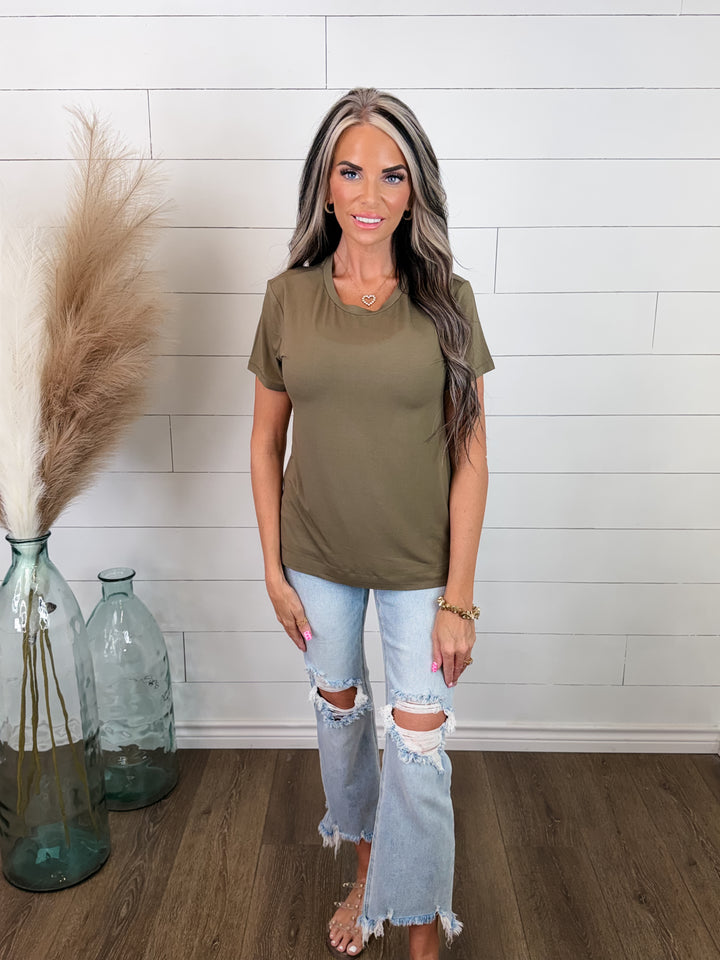 Everyday Essential Olive Tee- Bamboo