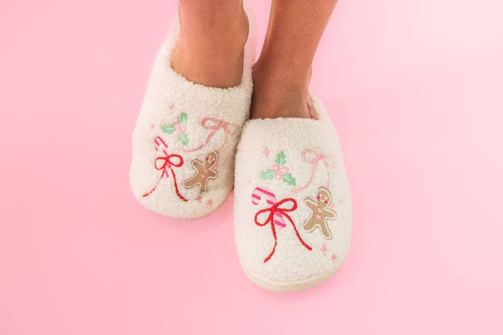 Gingerbread Bows - Christmas Sweets Slippers - Adult 4 sizes: Large