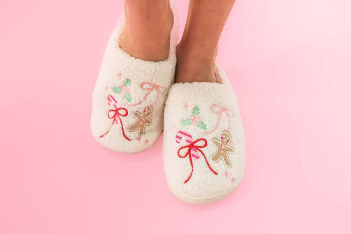 Gingerbread Bows - Christmas Sweets Slippers - Adult 4 sizes: Large