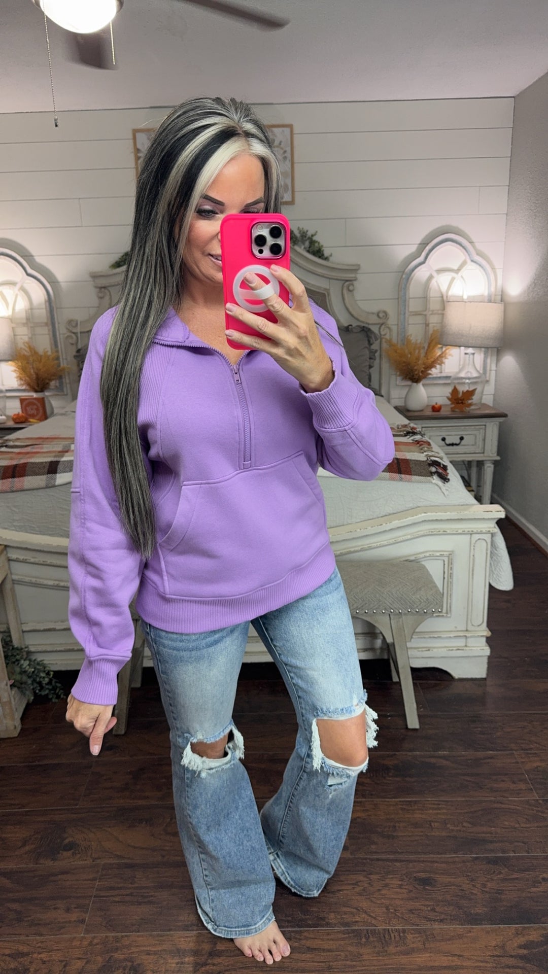 Half Zip Pulllover -lilac