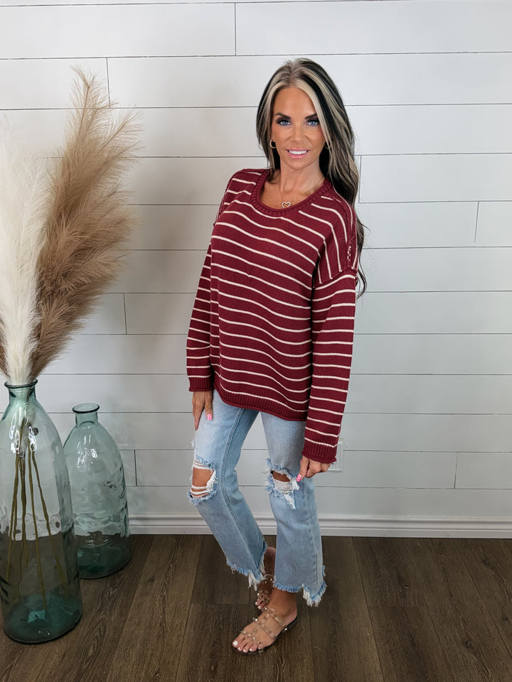 Bordeaux Lines Striped Sweater