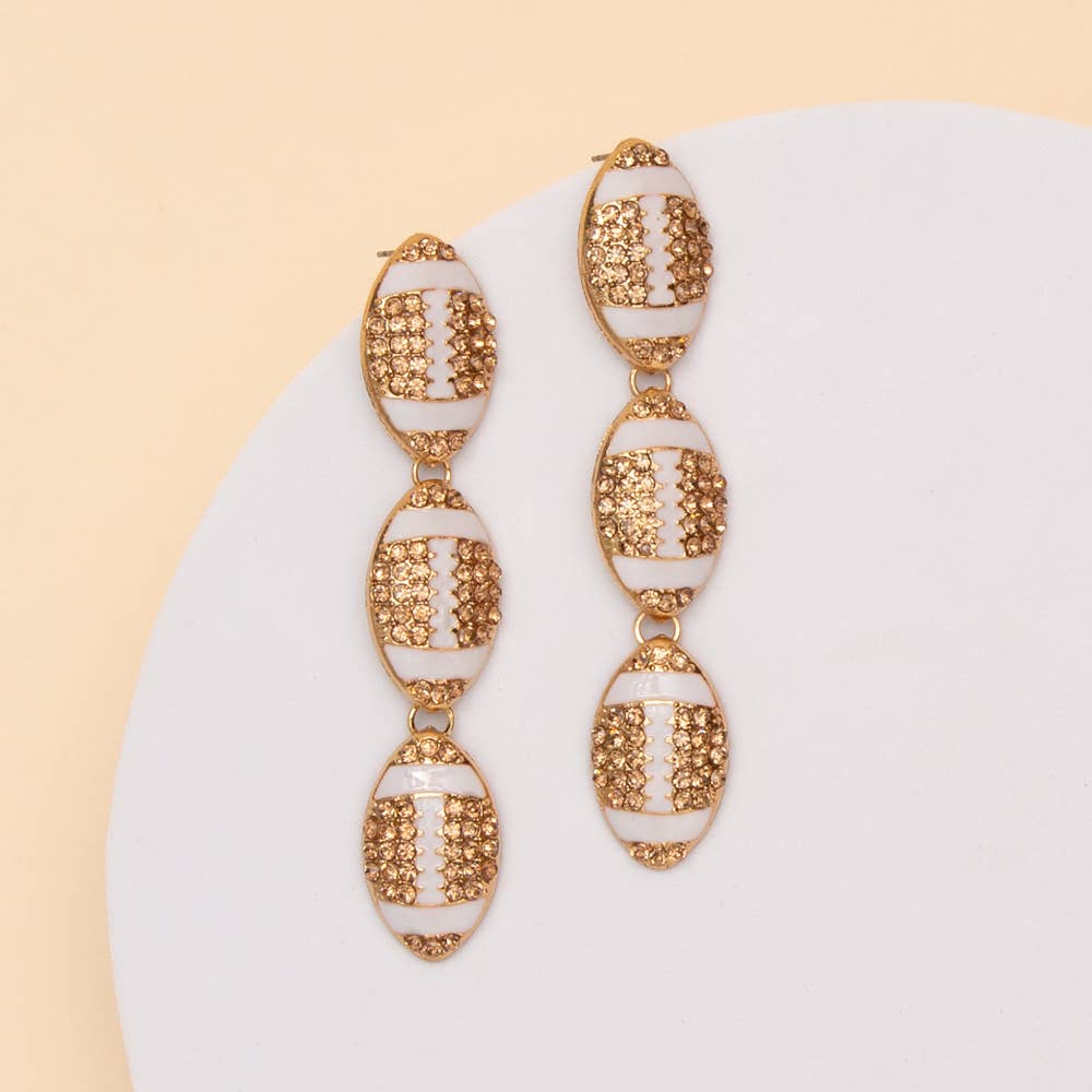 Game Day Crystal Pave Football Linear Earrings