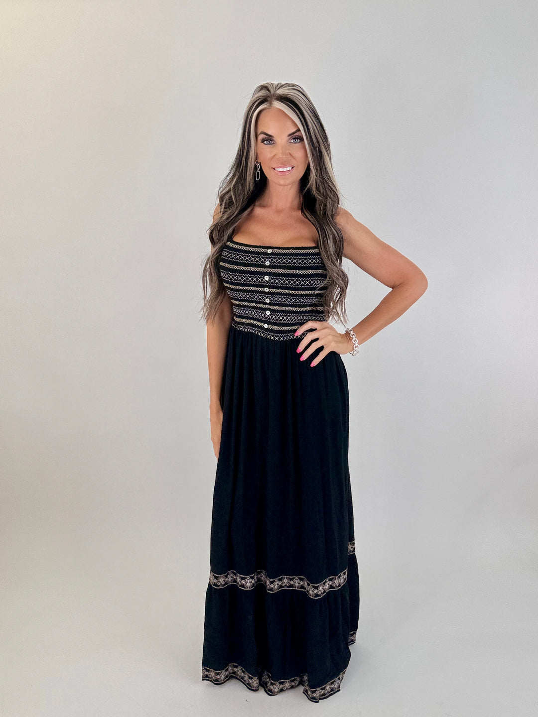 SMOKED DRIFT Away Smocked Maxi Dress