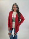 Cozy Textured Cardigan red