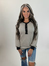 DOORBUSTER Striped Button Henley Top