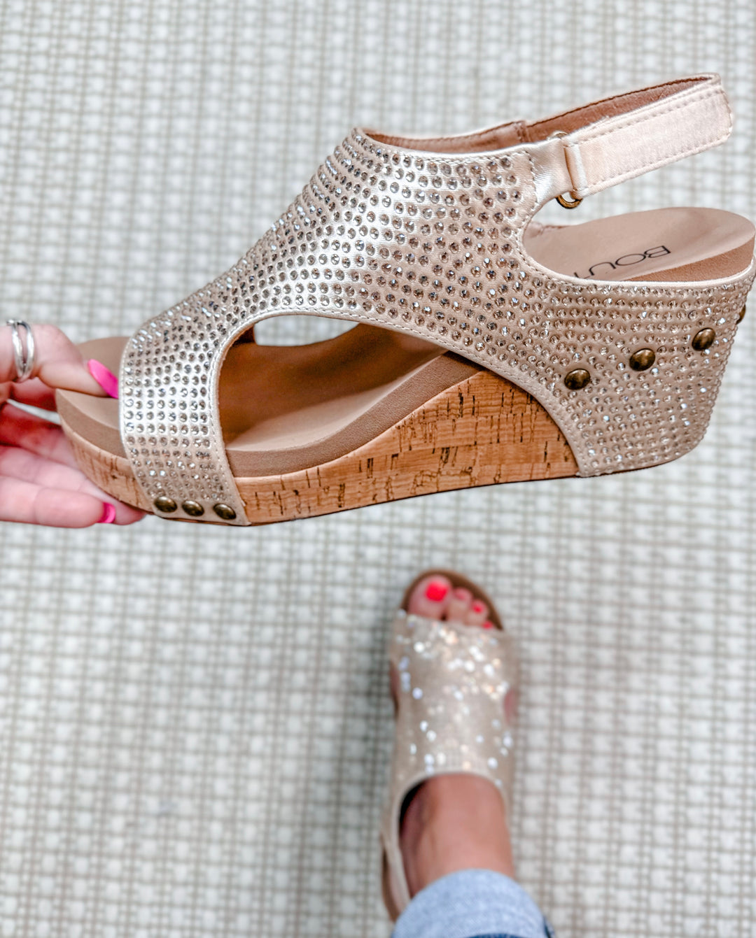 CORKY'S CARLEY WEDGE - CHAMPAGNE CRYSTALS