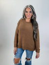 Exposed Seam Round Neck Sweater camel