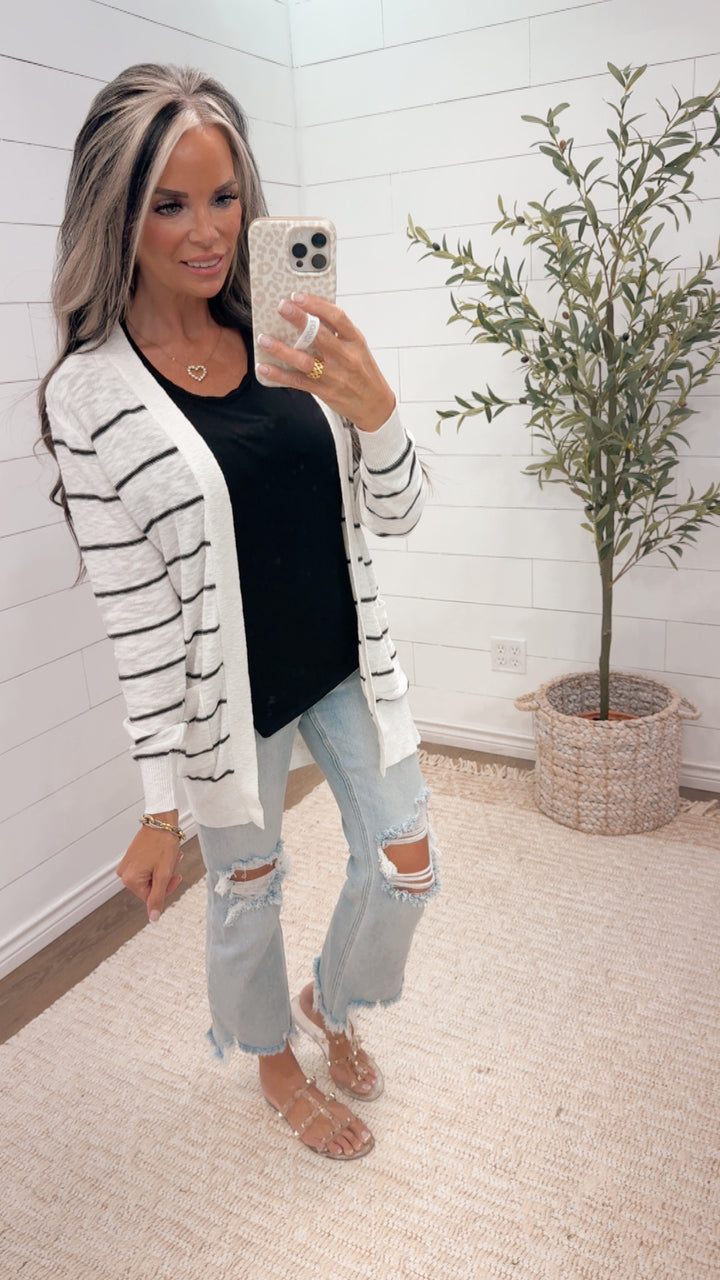Line By Line Striped Cardigan