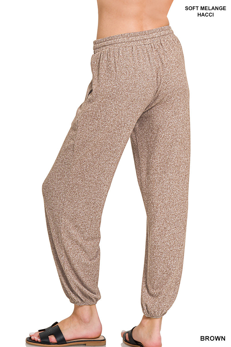 Zenana soft Me’lange joggers brown