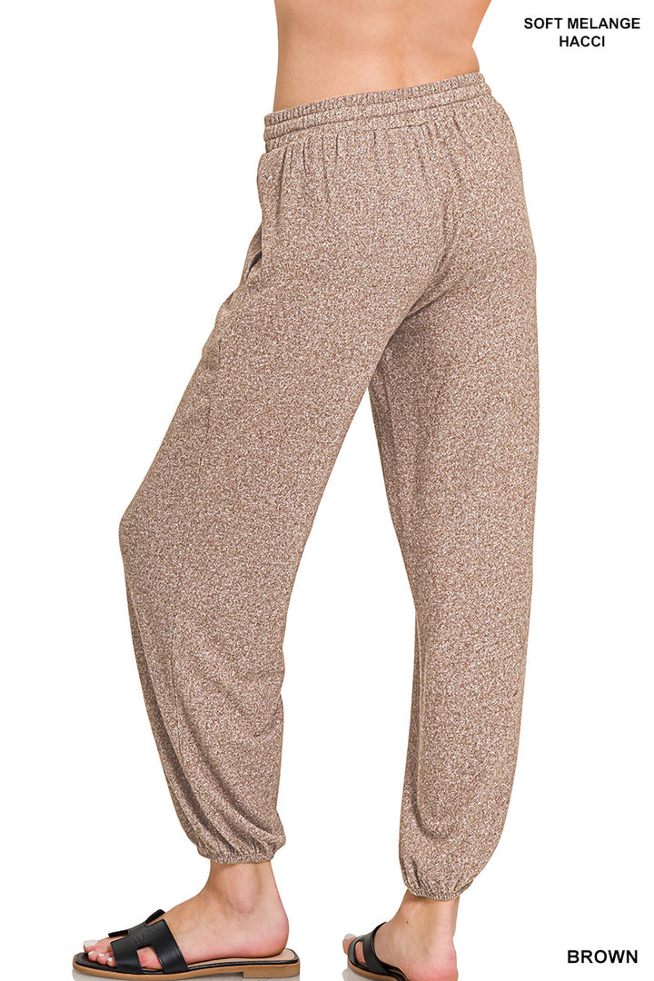Zenana soft Me’lange joggers brown