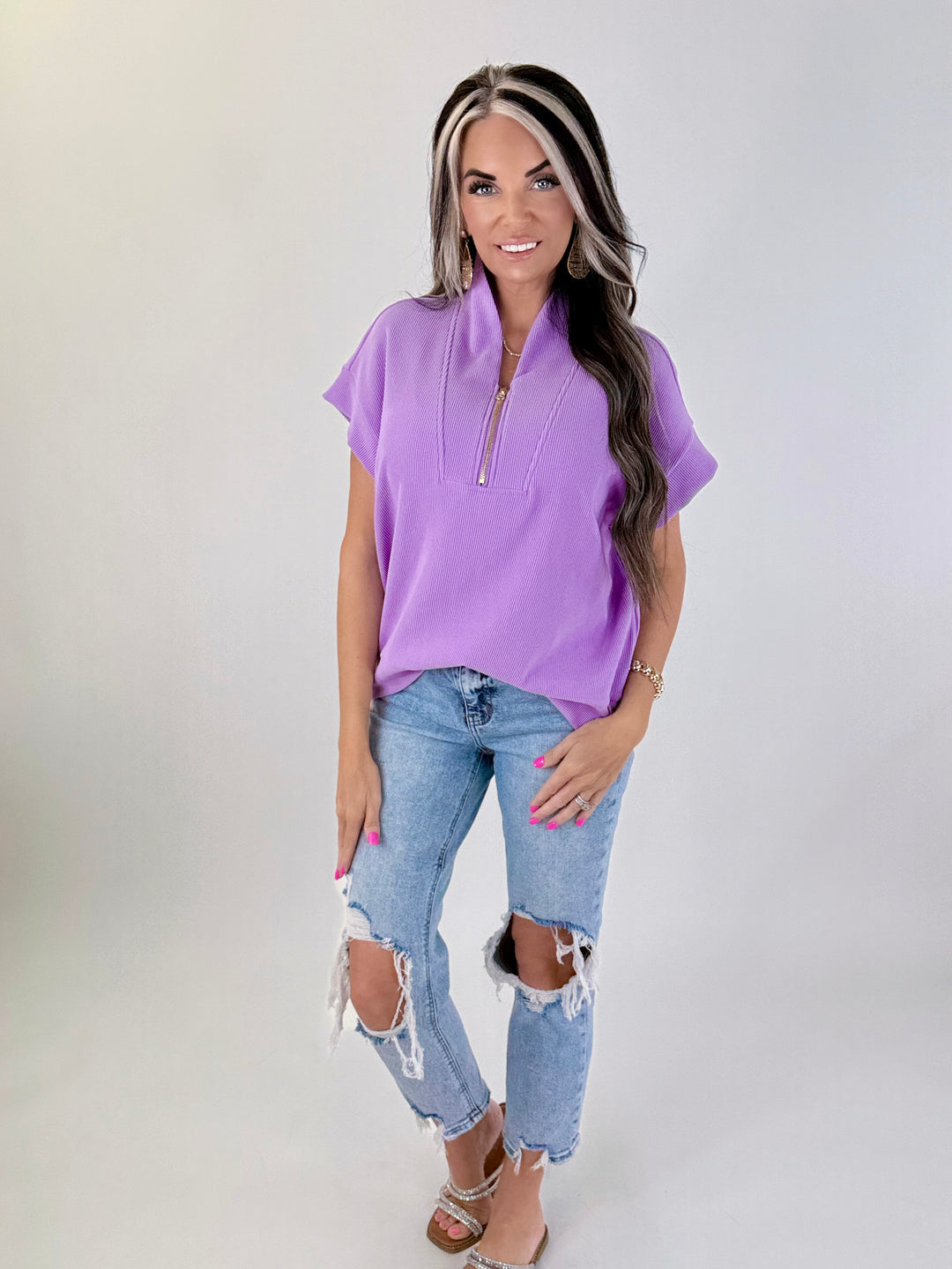 Lavender Lane Zip Top