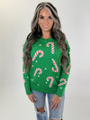 CHRISTMAS CANDY CANE SWEATER: GREEN