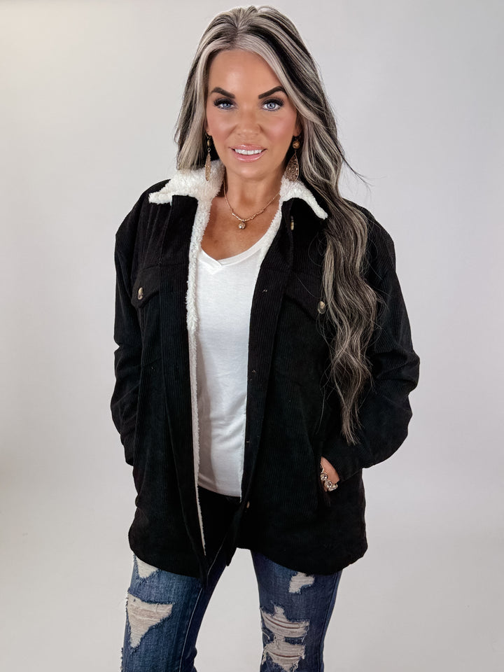 Door Buster Long Sleeve Inside Faux Fur with Pocket Corduroy Jacket