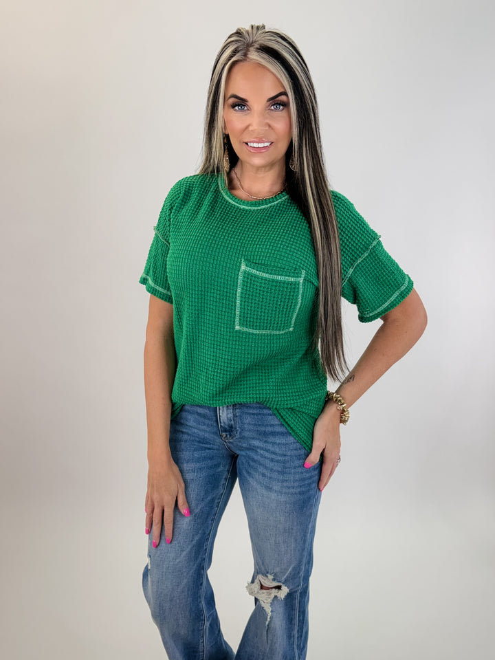 Everyday Waffle Pocket Tee – Green