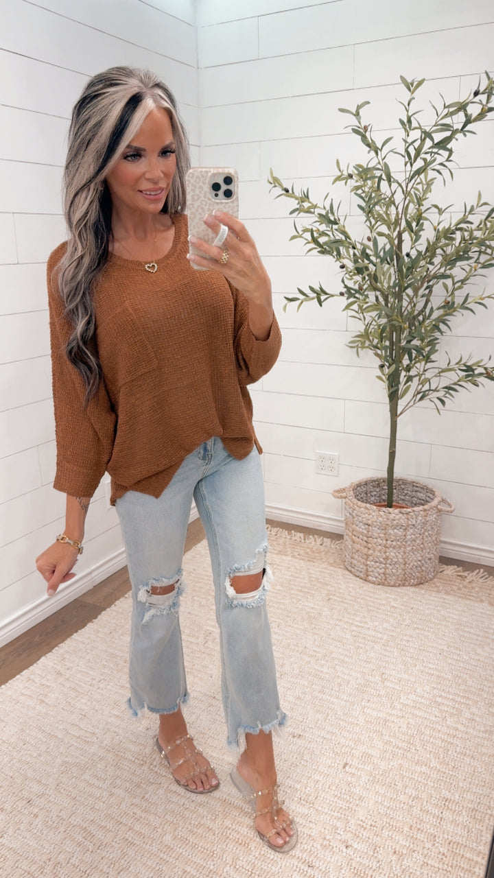 Autumn Mornings Rust Knit Sweater