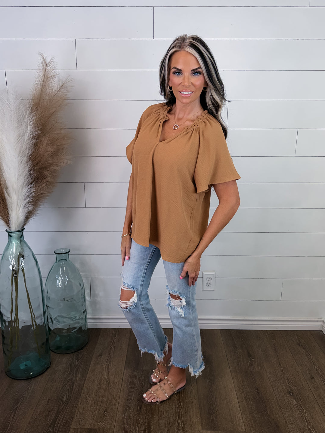 Softly Spoken Ruffle Neck Top