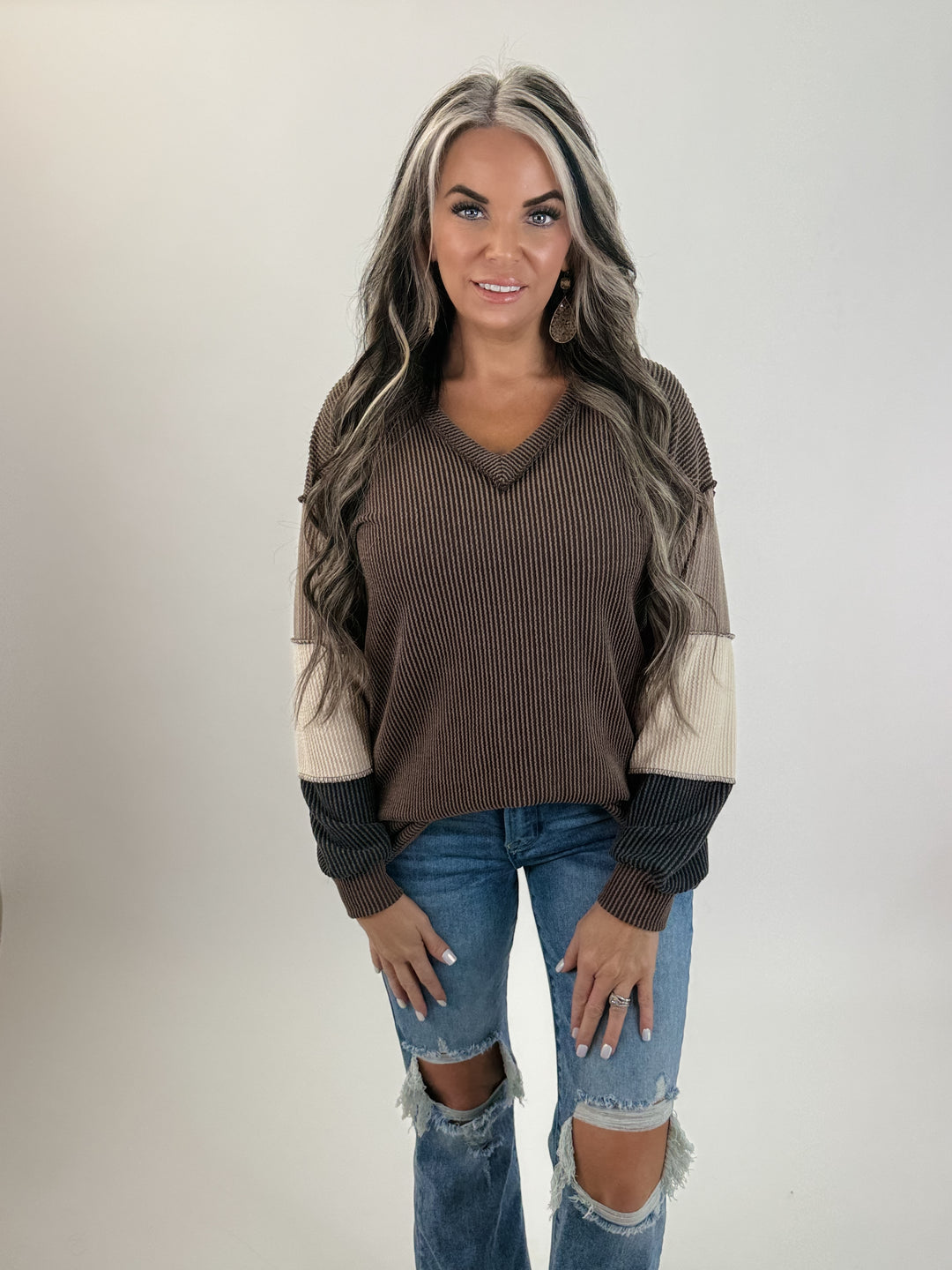 Mocha Dreams Color Block Top