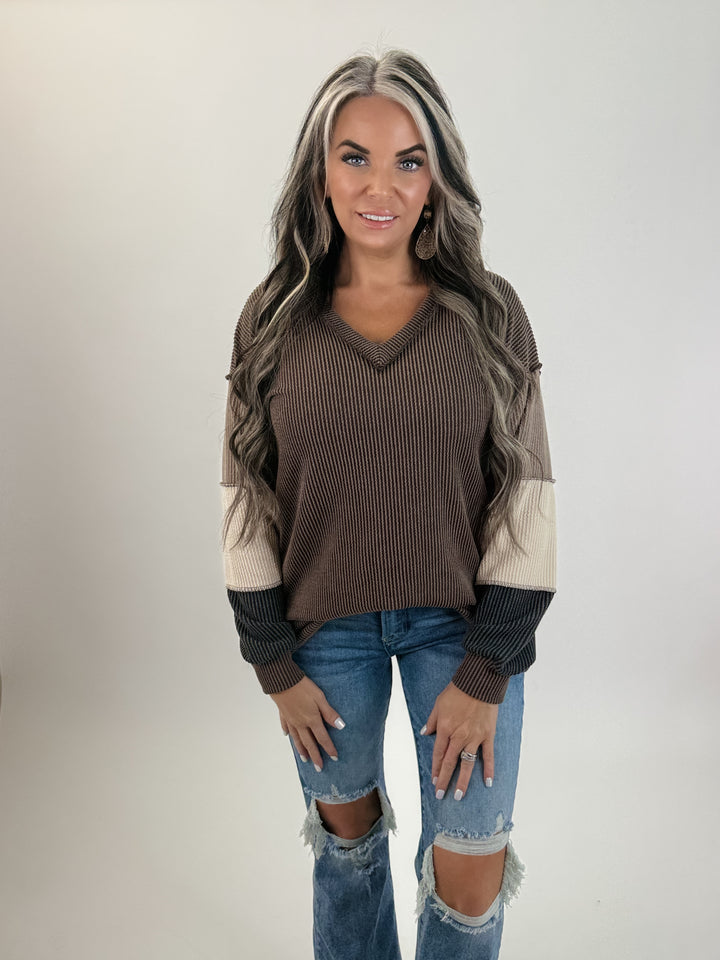 Mocha Dreams Color Block Top