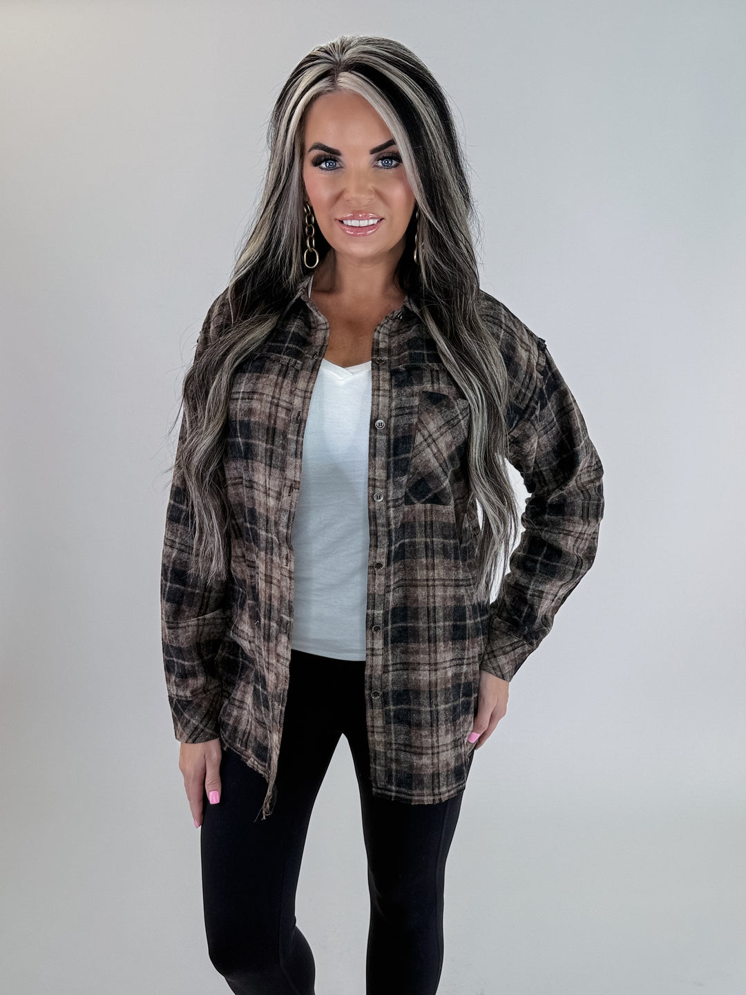 Backroads Plaid Button Down – Brown/Black
