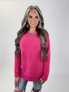 PERFECTLY YOU  CHENILLE RAGLAN SWEATER PINK