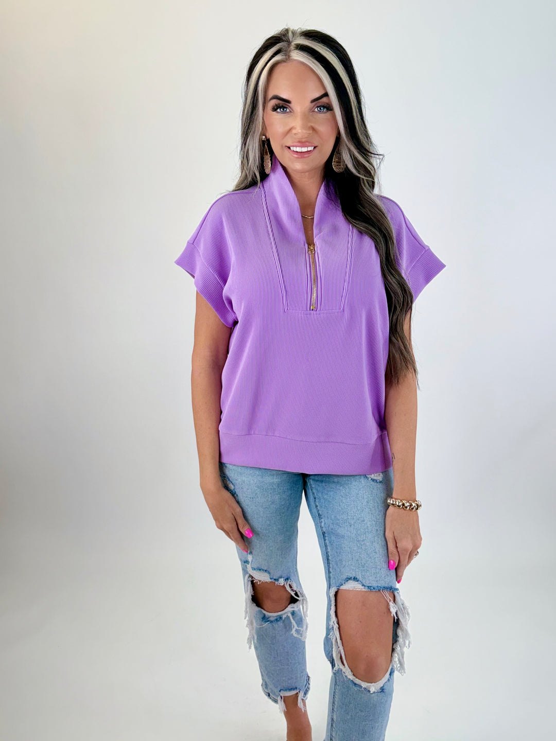Lavender Lane Zip Top