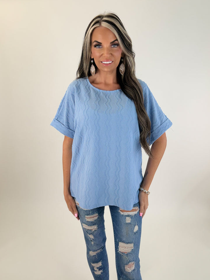 Soft Waves Textured Blue Top