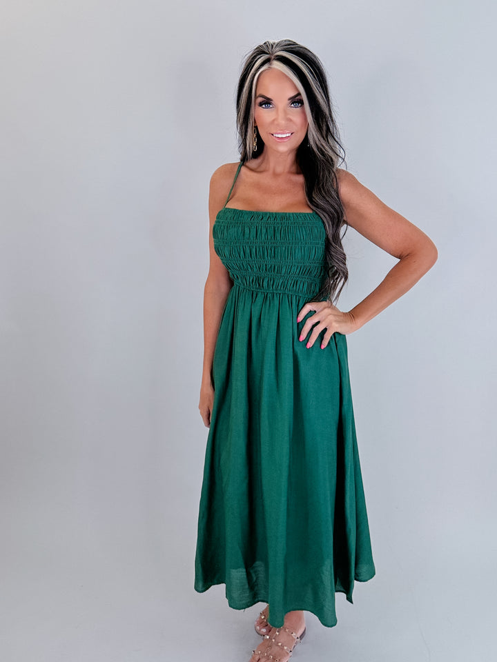 Emerald Escape Smocked Maxi Dress