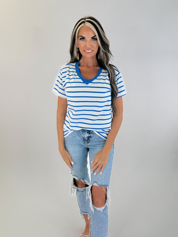 Classic Stripe V-Neck Tee Collection