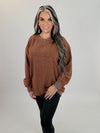 Oversized Crewneck Casual Sweatshirt: CHESTNUT
