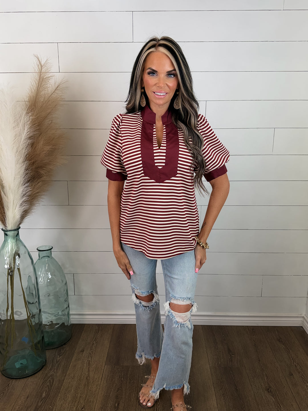 Autumn Social Stripe Top