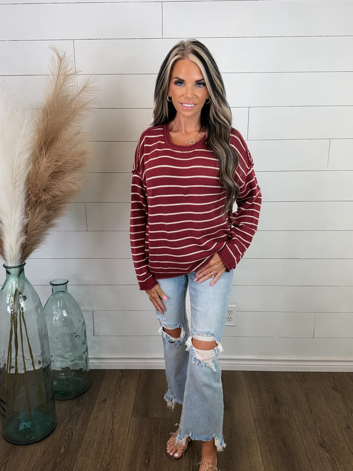 Bordeaux Lines Striped Sweater