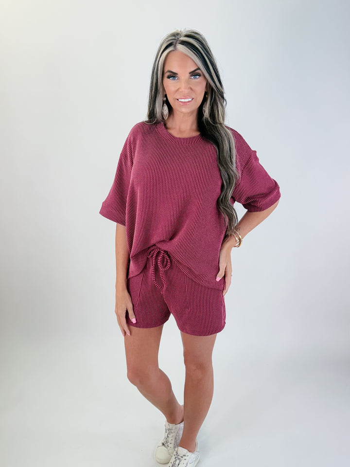 Berry Ribbed Lounge Set