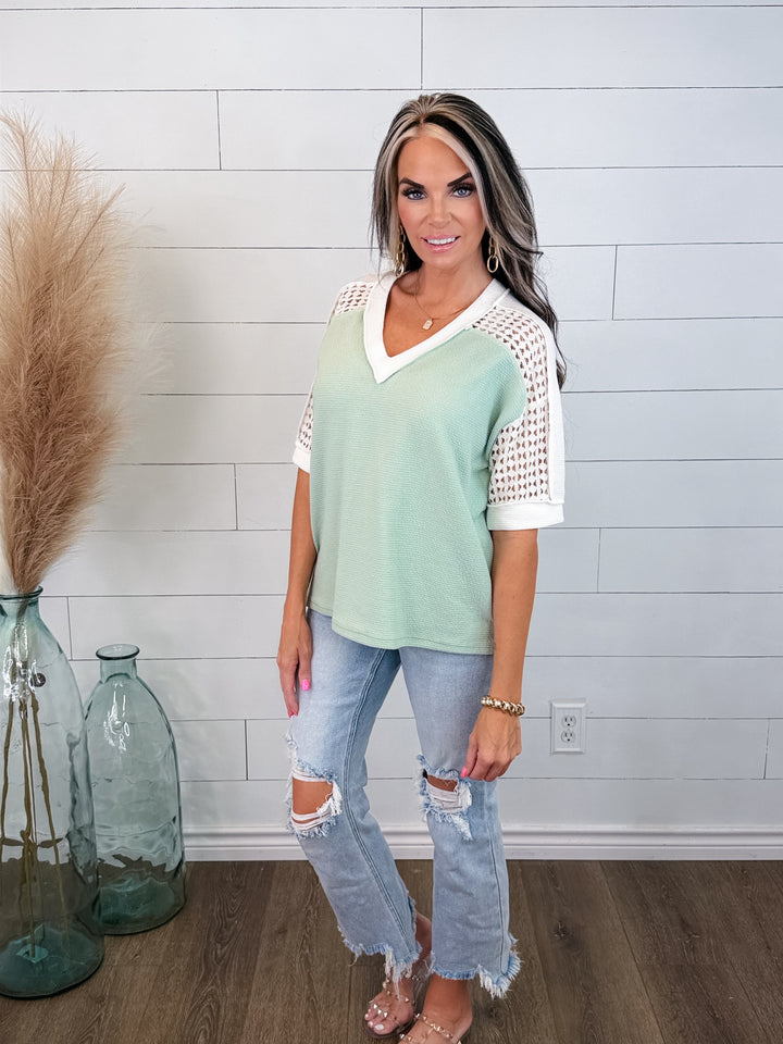 Fresh Start Contrast Sleeve Top