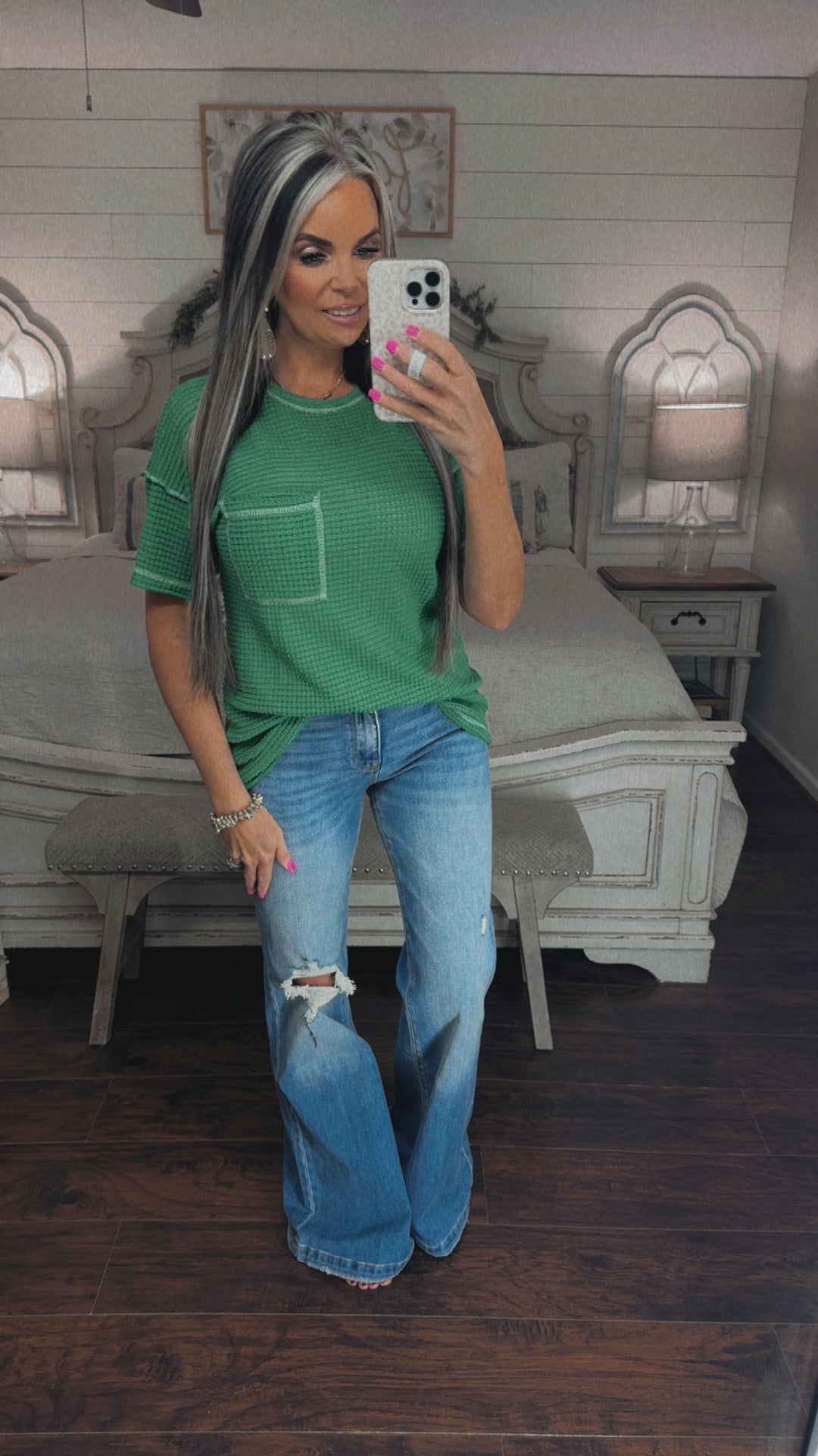 Everyday Waffle Pocket Tee – Green