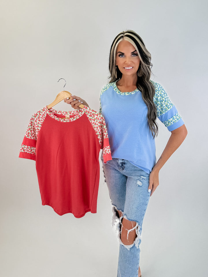 Sweet  Floral Raglan Top