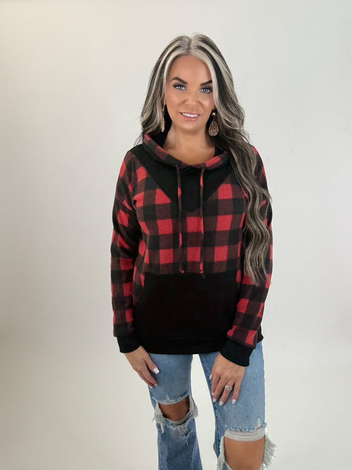Doorbuster Buffalo Plaid Contrast Hoodie