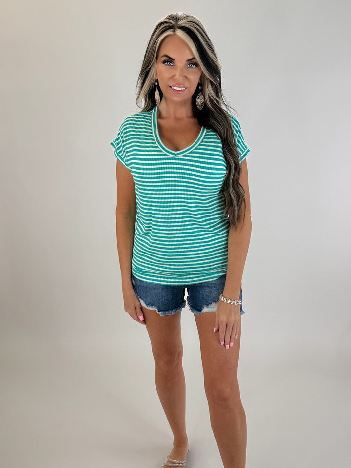 Everyday Stripe V-Neck top