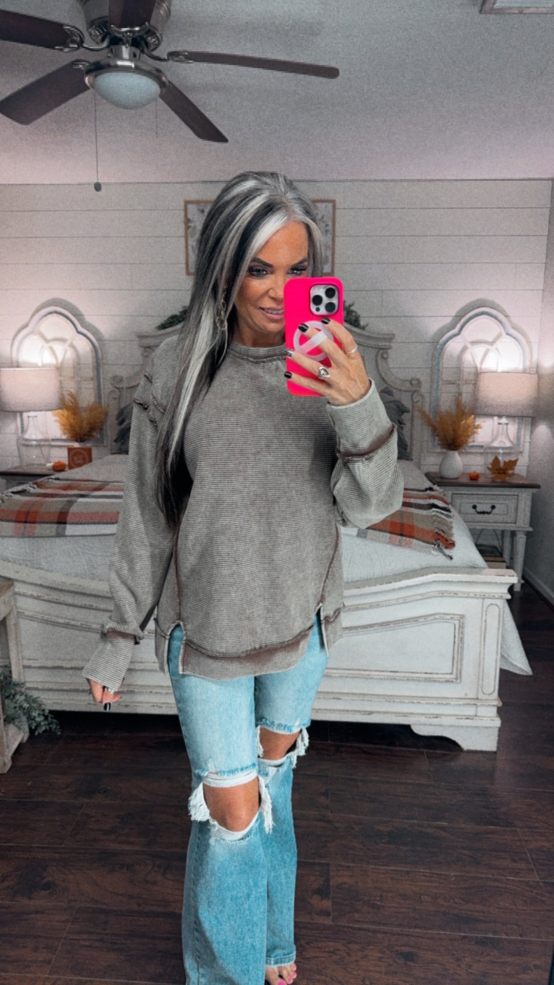 Mocha Mineral Wash Oversized pullover
