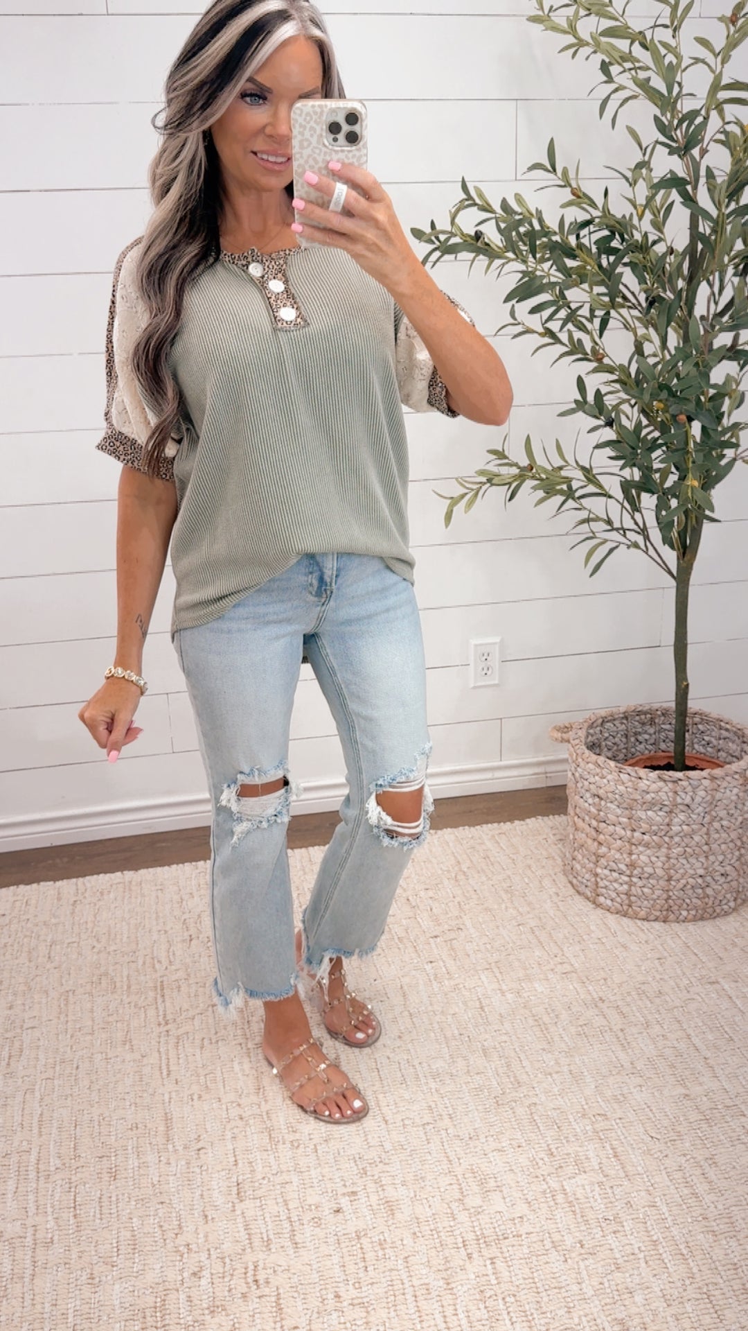 Wild Side Charm Waffle Top