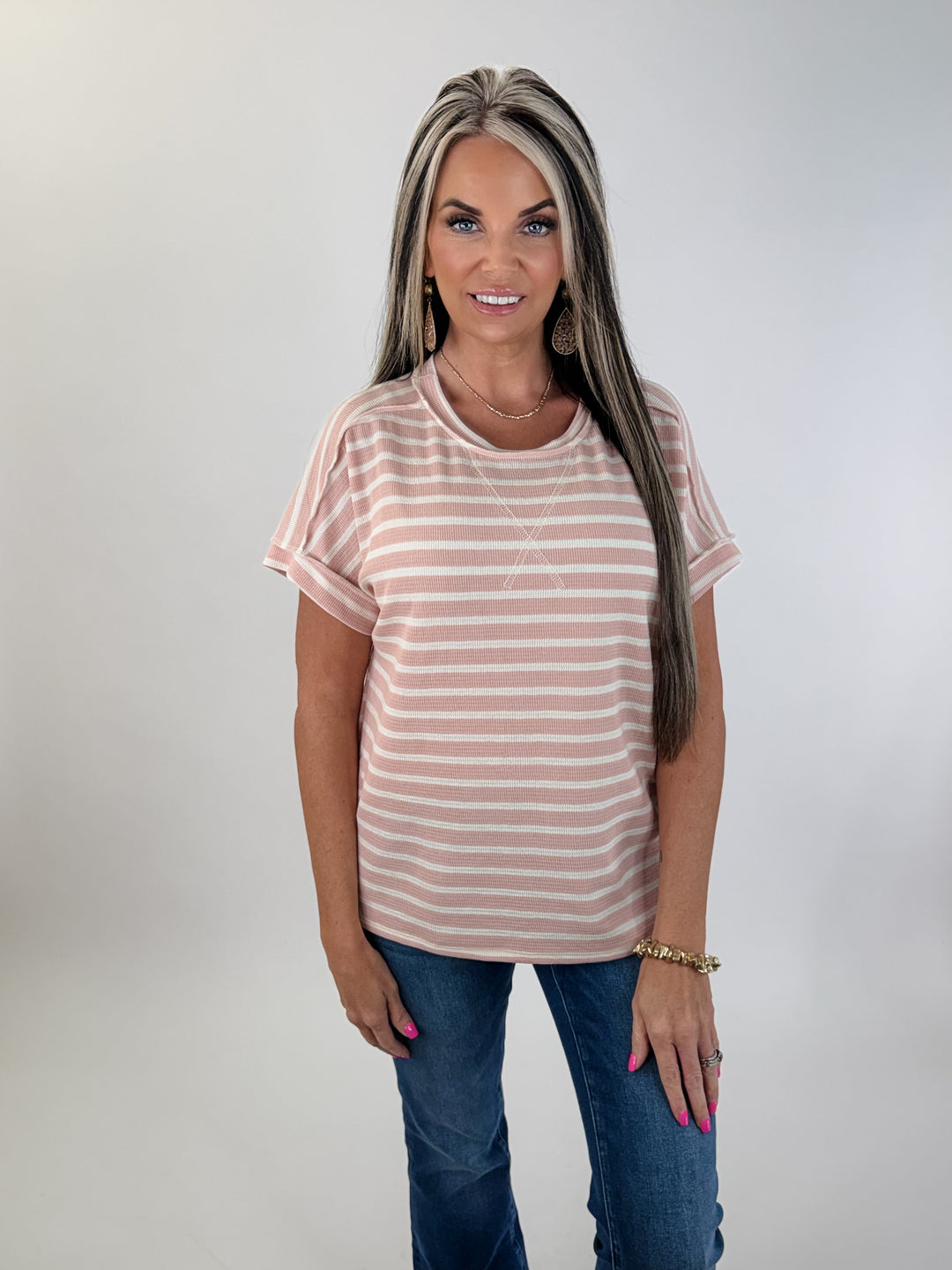 Blush Stripe Relaxed Top
