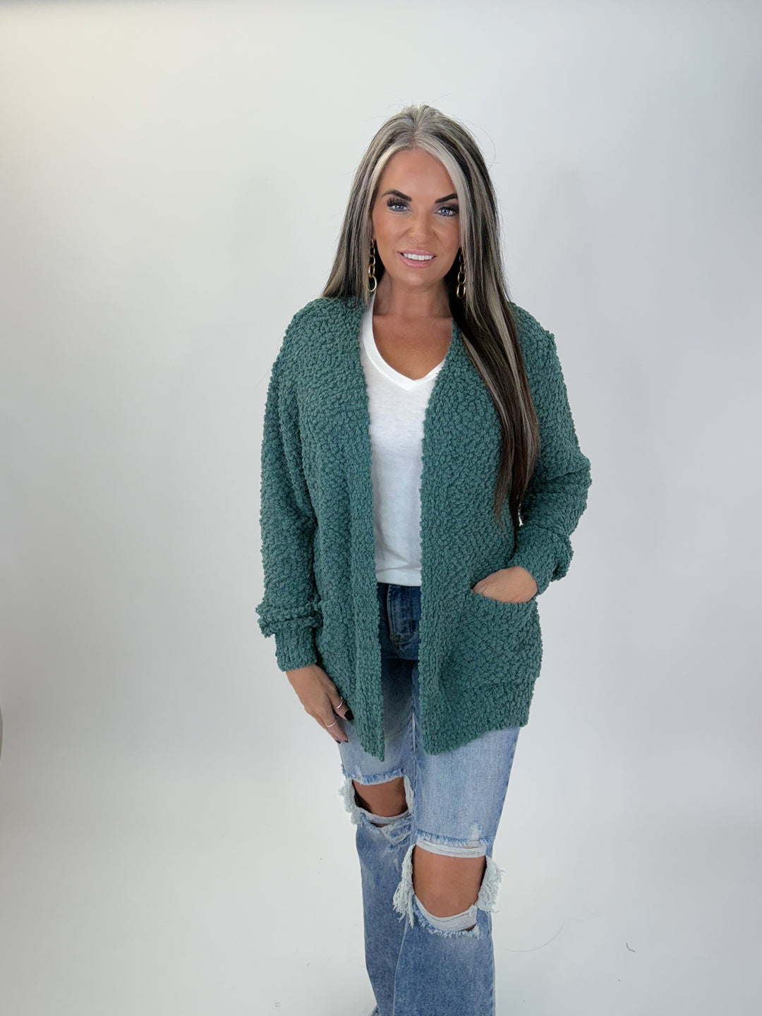 Cozy Textured Cardigan Jade