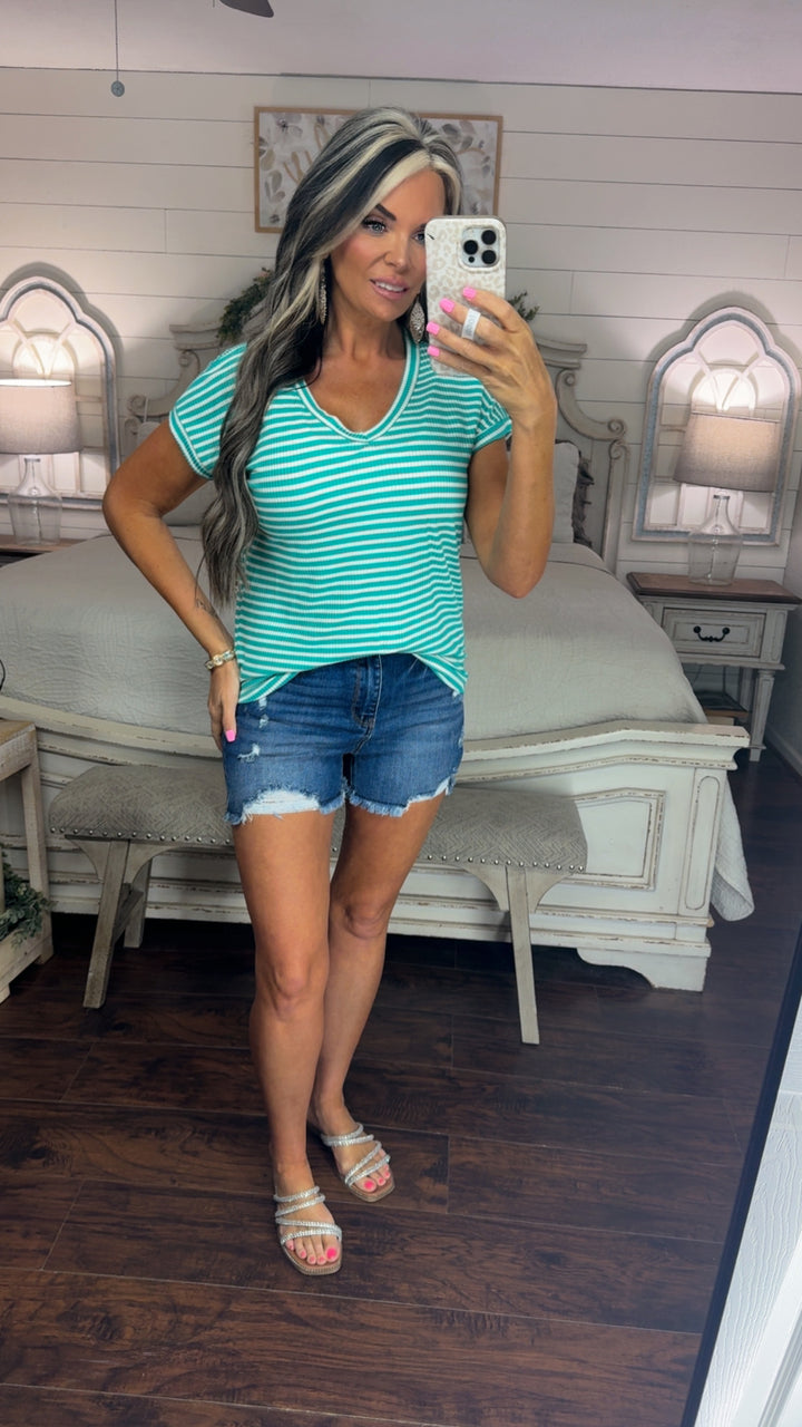 Everyday Stripe V-Neck top